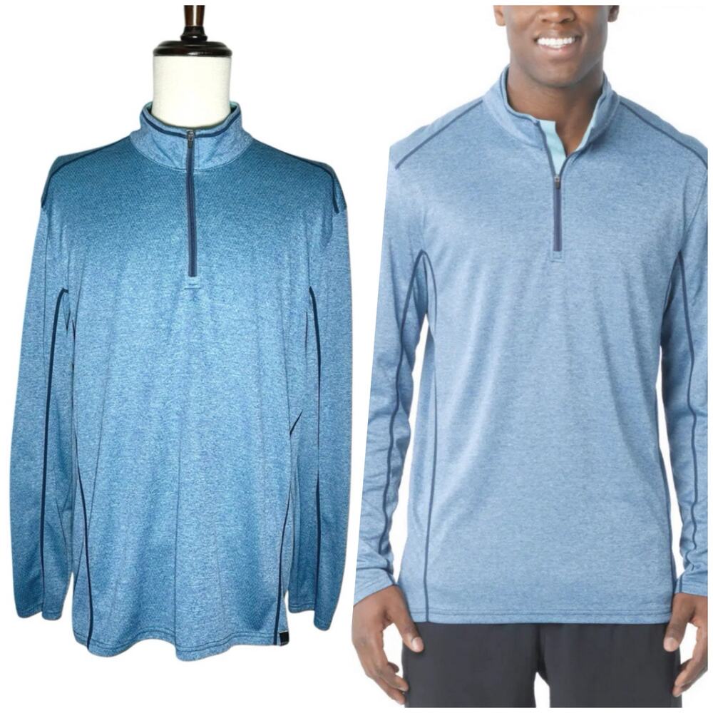 prAna | Men | Talon Mock Neck Blue Quater Zip Performance Pullover | Size XL